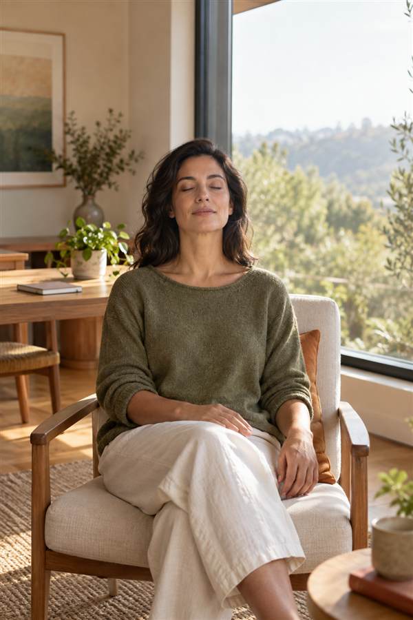 Práctica de mindfulness en un espacio cotidiano y sereno